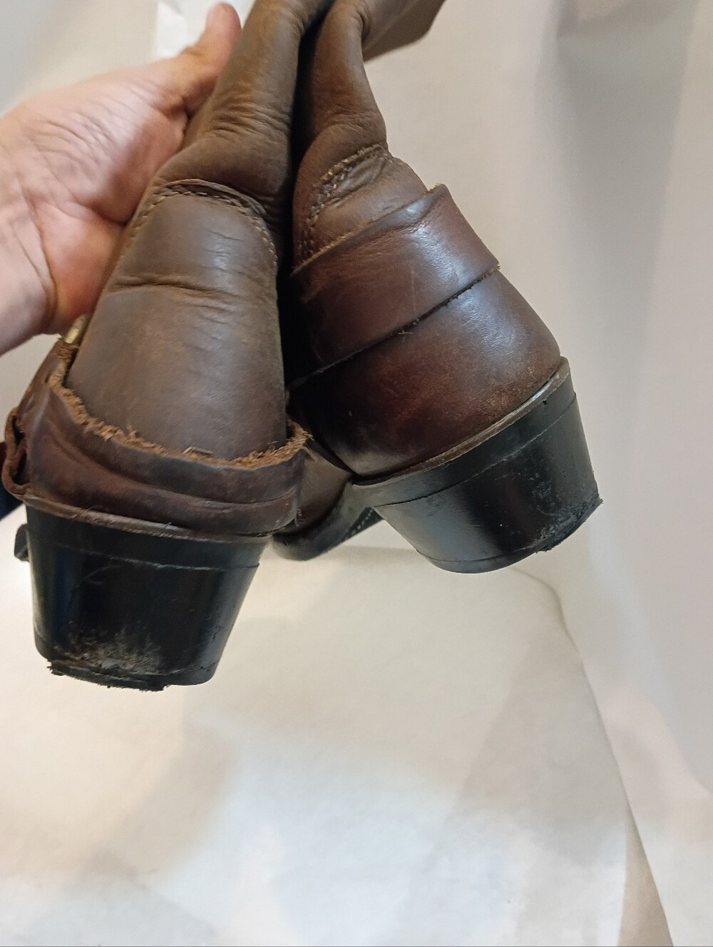 Vtg Frye Womabs Boots Harness Brown Square Toe Black Label 8M Southwest - Picture 8 of 16